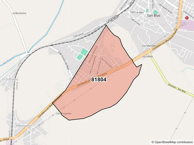 Mapa del código postal 81804, El Fuerte, Sinaloa