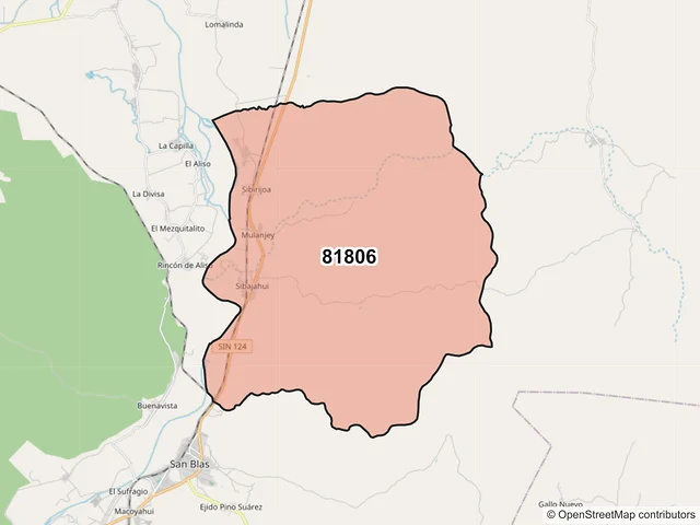 Mapa del código postal 81806, El Fuerte, Sinaloa
