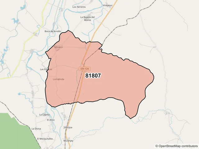 Mapa del código postal 81807, El Fuerte, Sinaloa