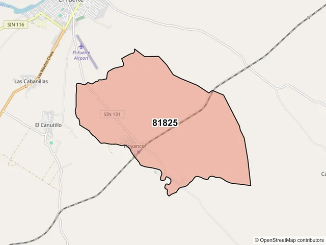 Mapa del código postal 81825, El Fuerte, Sinaloa