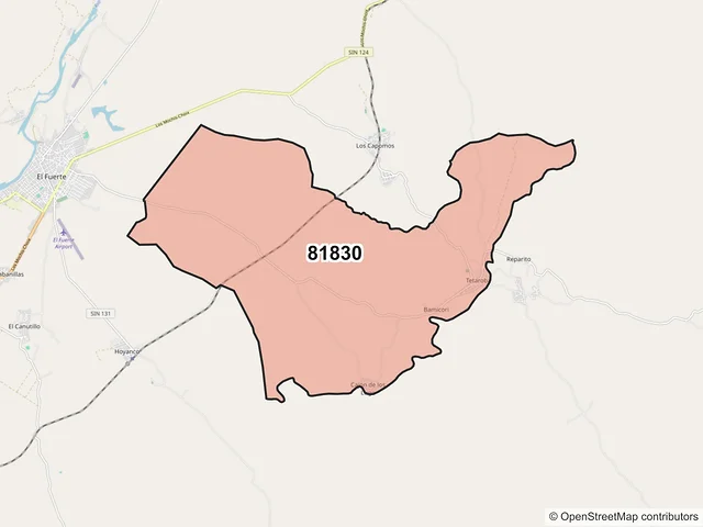 Mapa del código postal 81830, El Fuerte, Sinaloa