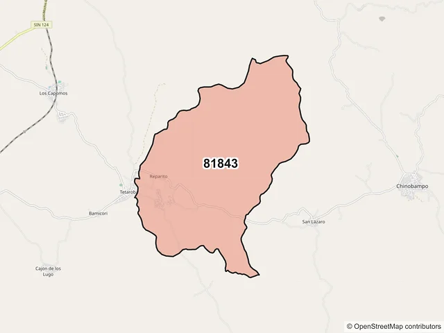 Mapa del código postal 81843, El Fuerte, Sinaloa