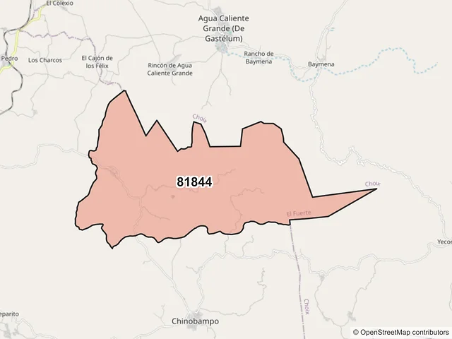 Mapa del código postal 81844, El Fuerte, Sinaloa