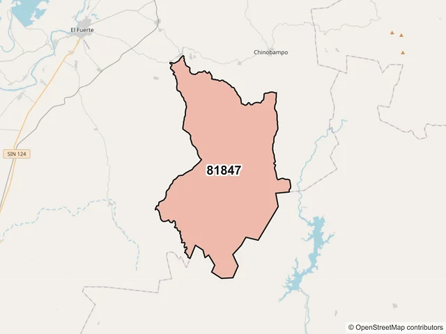 Mapa del código postal 81847, El Fuerte, Sinaloa