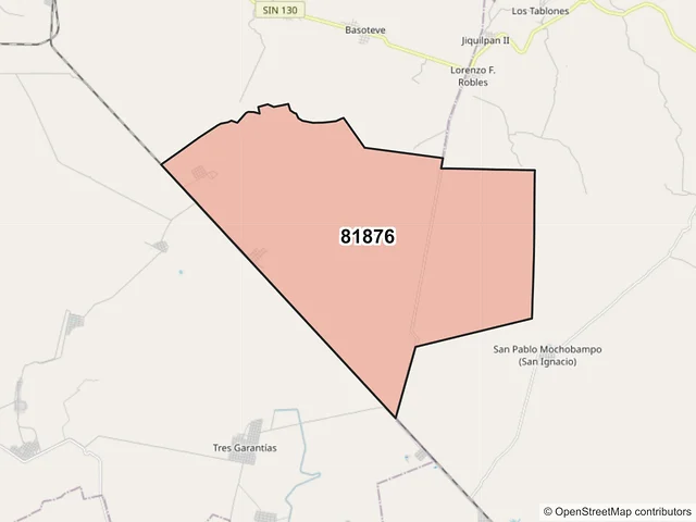 Mapa del código postal 81876, El Fuerte, Sinaloa