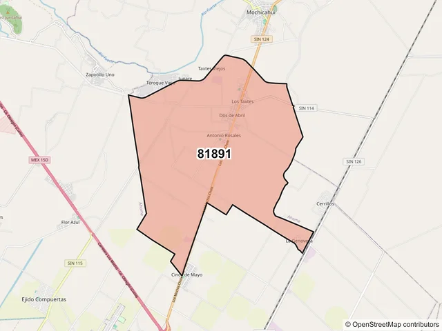 Mapa del código postal 81891, El Fuerte, Sinaloa