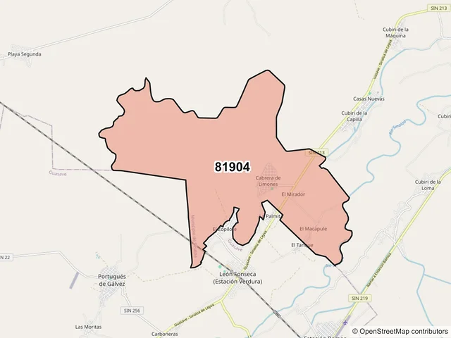 Mapa del código postal 81904, Sinaloa, Sinaloa