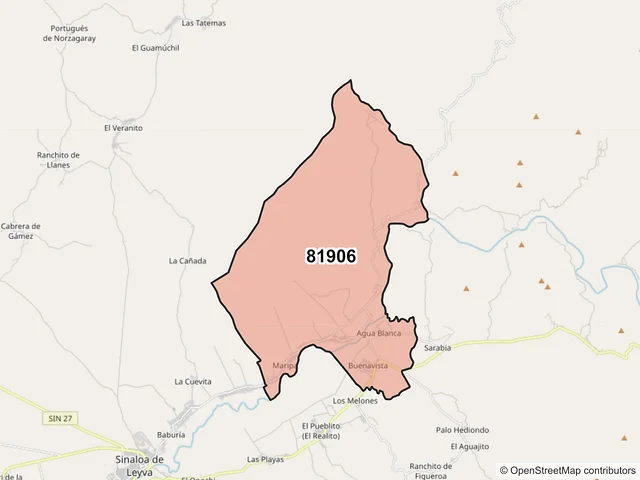 Mapa del código postal 81906, Sinaloa, Sinaloa