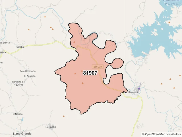 Mapa del código postal 81907, Sinaloa, Sinaloa