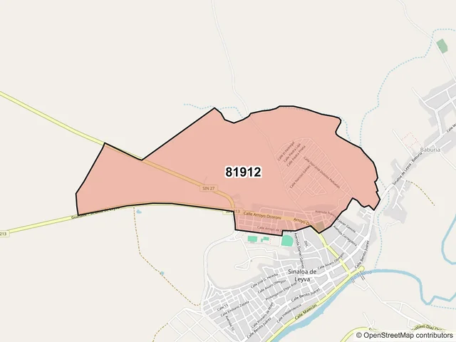 Mapa del código postal 81912, Sinaloa, Sinaloa