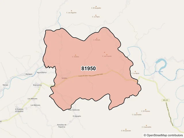 Mapa del código postal 81950, Sinaloa, Sinaloa