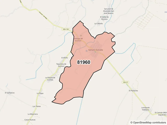 Mapa del código postal 81960, Sinaloa, Sinaloa