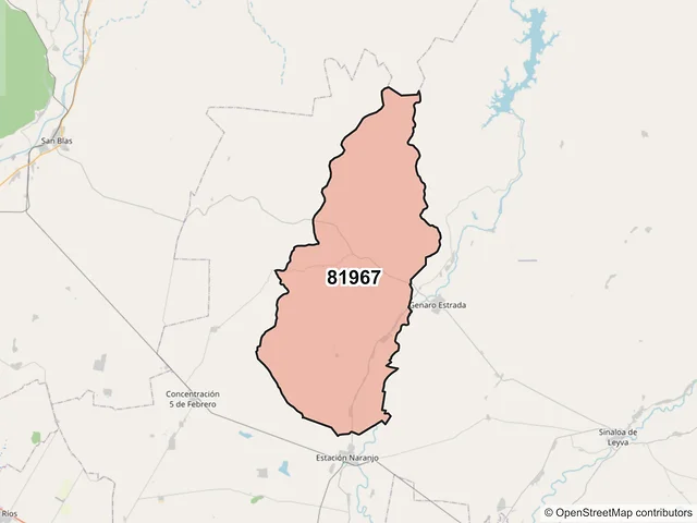 Mapa del código postal 81967, Sinaloa, Sinaloa