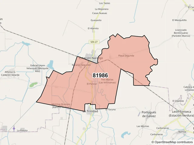 Mapa del código postal 81986, Sinaloa, Sinaloa