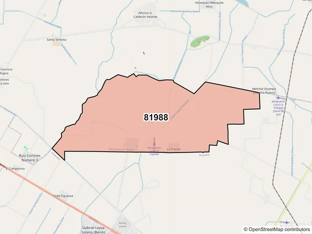 Mapa del código postal 81988, Sinaloa, Sinaloa