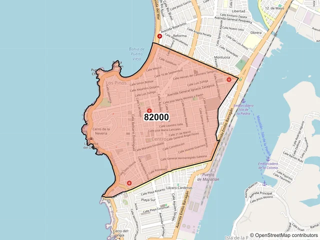 Mapa del código postal 82000, Mazatlán, Sinaloa
