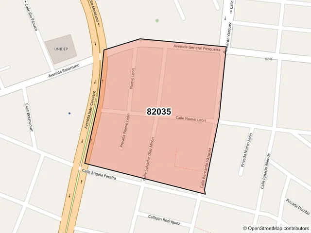 Mapa del código postal 82035, Mazatlán, Sinaloa