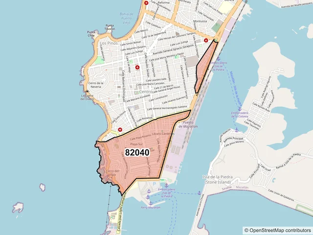 Mapa del código postal 82040, Mazatlán, Sinaloa