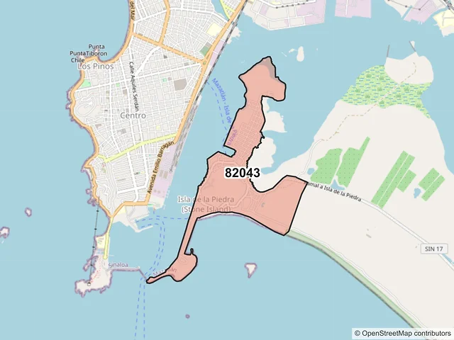 Mapa del código postal 82043, Mazatlán, Sinaloa