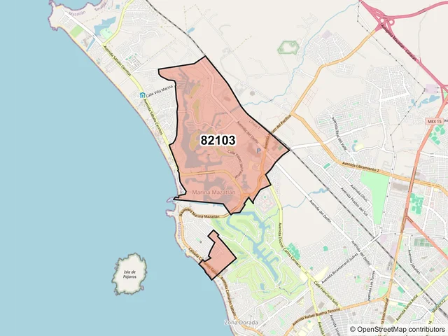 Mapa del código postal 82103, Mazatlán, Sinaloa