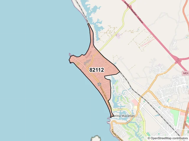 Mapa del código postal 82112, Mazatlán, Sinaloa
