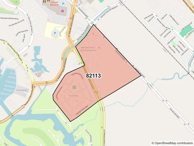 Mapa del código postal 82113, Mazatlán, Sinaloa
