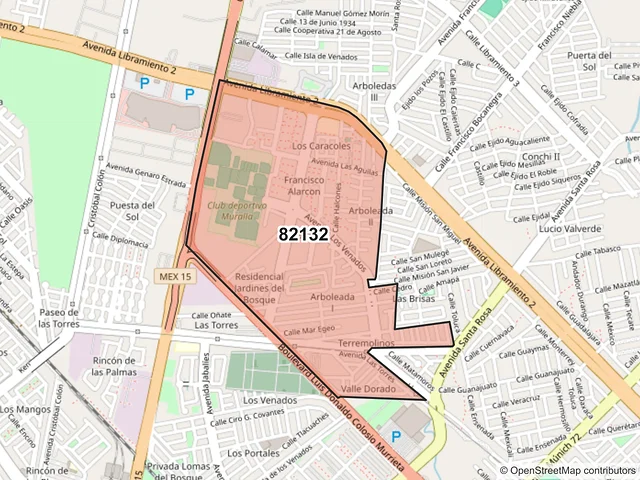 Mapa del código postal 82132, Mazatlán, Sinaloa