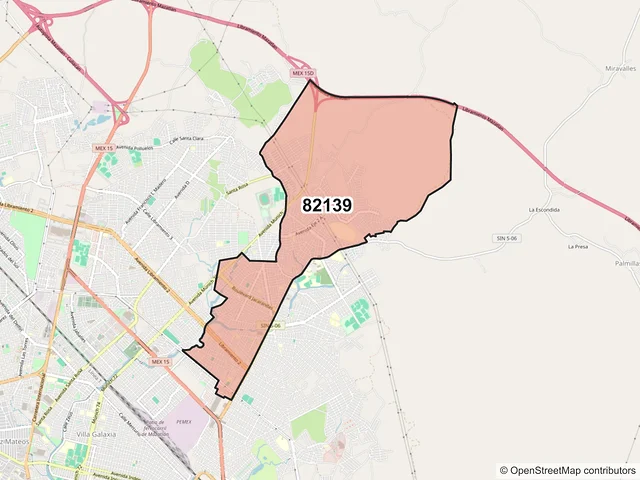 Mapa del código postal 82139, Mazatlán, Sinaloa