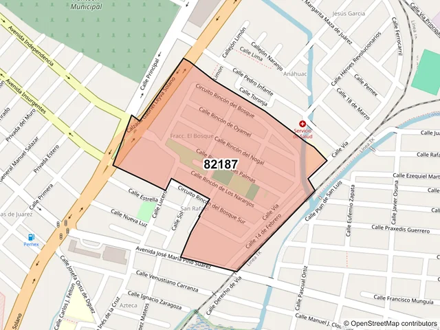 Mapa del código postal 82187, Mazatlán, Sinaloa