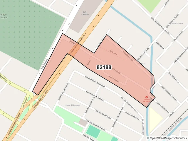 Mapa del código postal 82188, Mazatlán, Sinaloa