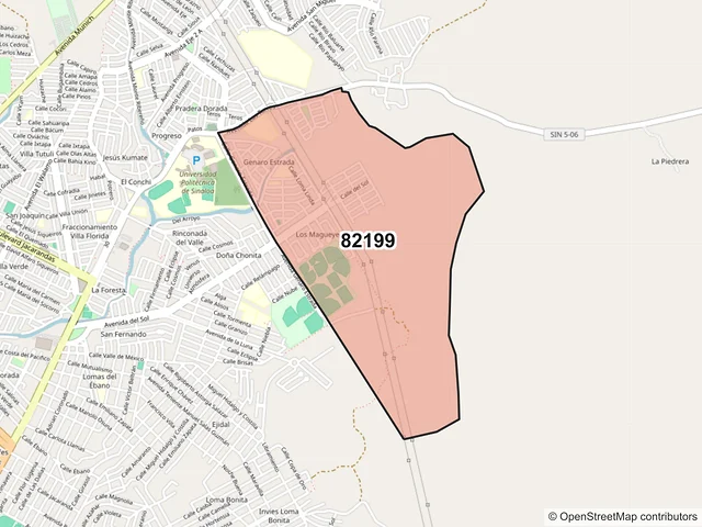 Mapa del código postal 82199, Mazatlán, Sinaloa