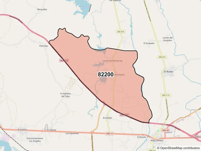 Mapa del código postal 82200, Mazatlán, Sinaloa