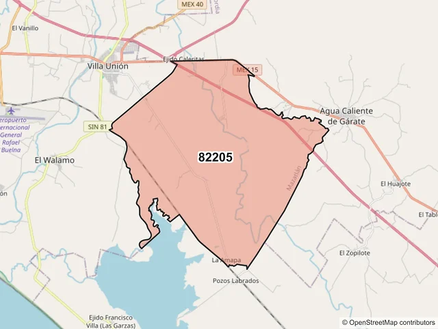 Mapa del código postal 82205, Mazatlán, Sinaloa