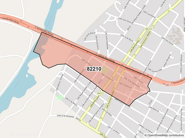 Mapa del código postal 82210, Mazatlán, Sinaloa