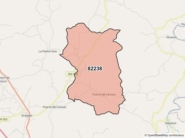 Mapa del código postal 82238, Mazatlán, Sinaloa