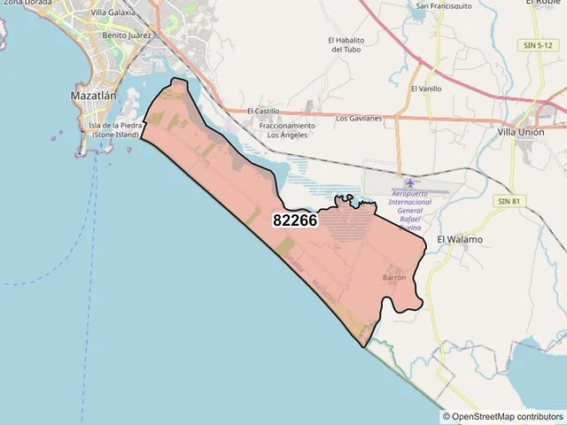 Mapa del código postal 82266, Mazatlán, Sinaloa