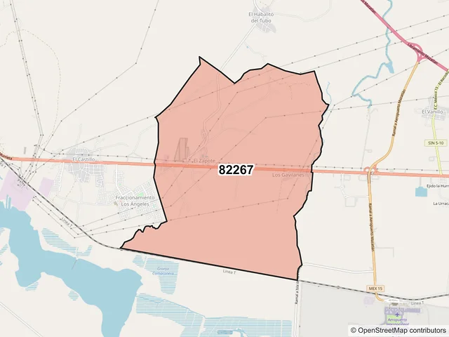 Mapa del código postal 82267, Mazatlán, Sinaloa