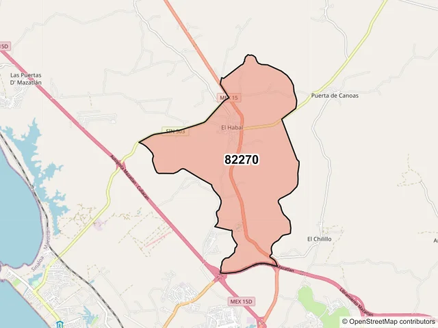 Mapa del código postal 82270, Mazatlán, Sinaloa