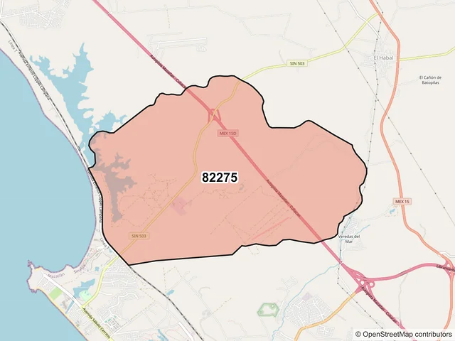 Mapa del código postal 82275, Mazatlán, Sinaloa