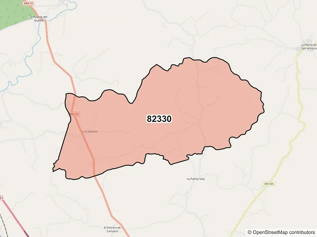 Mapa del código postal 82330, Mazatlán, Sinaloa
