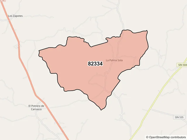 Mapa del código postal 82334, Mazatlán, Sinaloa