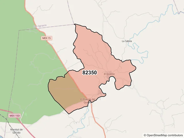 Mapa del código postal 82350, Mazatlán, Sinaloa