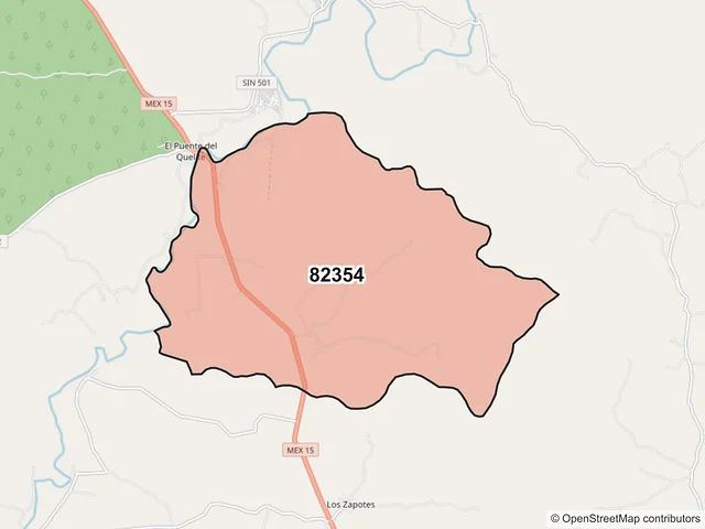 Mapa del código postal 82354, Mazatlán, Sinaloa