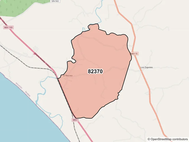 Mapa del código postal 82370, Mazatlán, Sinaloa