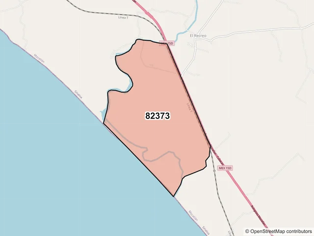 Mapa del código postal 82373, Mazatlán, Sinaloa