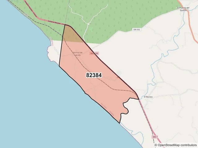 Mapa del código postal 82384, Mazatlán, Sinaloa