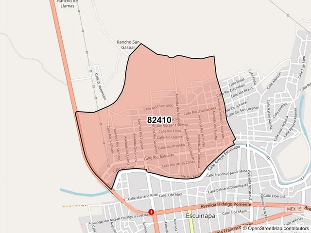 Mapa del código postal 82410, Escuinapa, Sinaloa