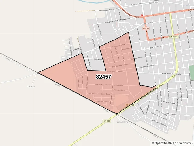 Mapa del código postal 82457, Escuinapa, Sinaloa