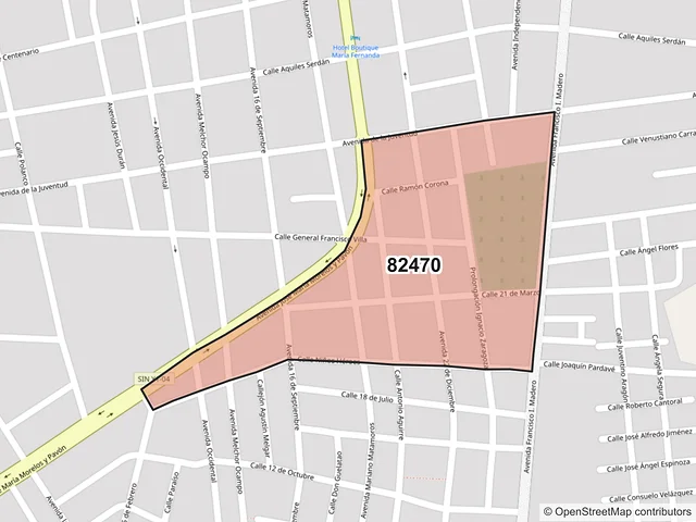 Mapa del código postal 82470, Escuinapa, Sinaloa