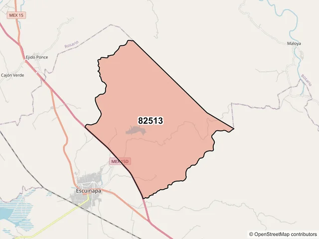 Mapa del código postal 82513, Escuinapa, Sinaloa